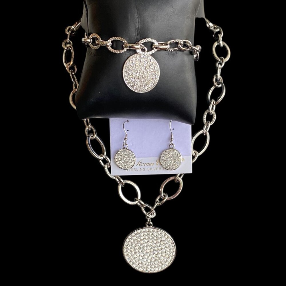 FAC Crystal Medallion Bracelet Necklace & Earrings Set​